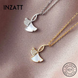925 Silver Shell Zircon Leaves Pendant Choker Necklace Women