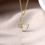 925 Silver Shell Zircon Leaves Pendant Choker Necklace Women