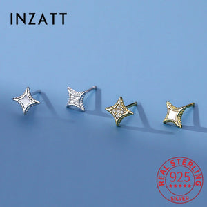 925 Silver Shell Zircon Star Stud Earrings Women Fine Jewelry