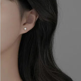 925 Silver Shell Zircon Star Stud Earrings Women Fine Jewelry