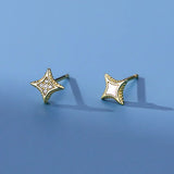 925 Silver Shell Zircon Star Stud Earrings Women Fine Jewelry