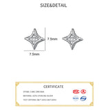 925 Silver Shell Zircon Star Stud Earrings Women Fine Jewelry