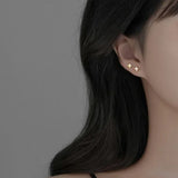 925 Silver Shell Zircon Star Stud Earrings Women Fine Jewelry