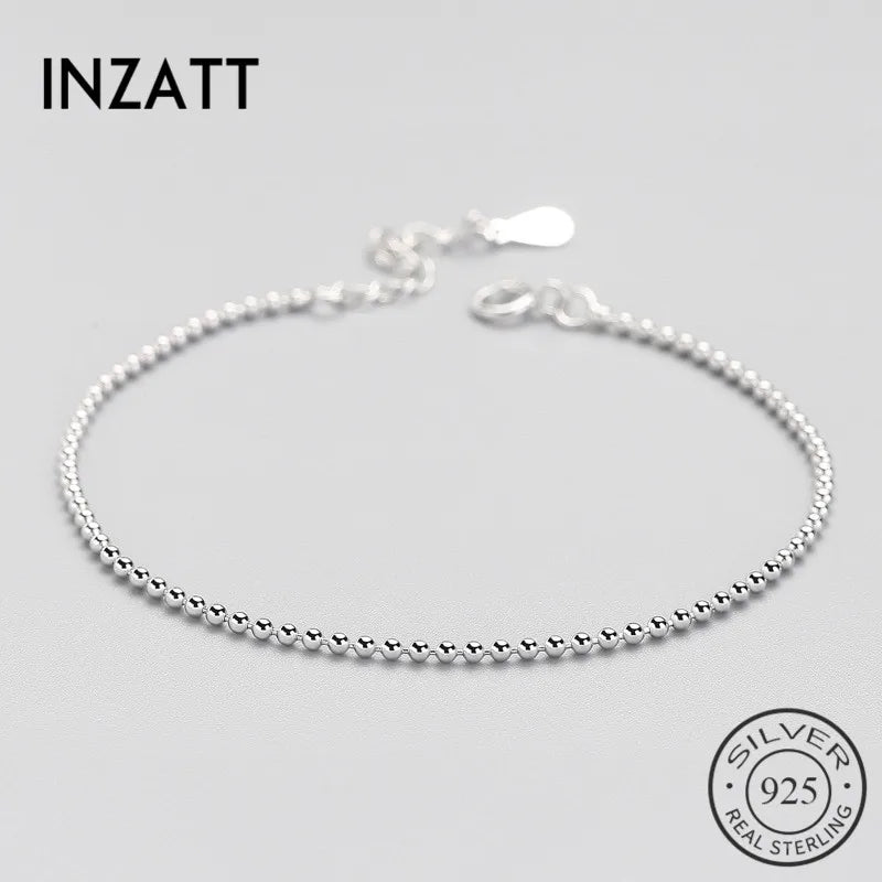925 Sterling Silver Smooth Bead Chain Bracelet for Women