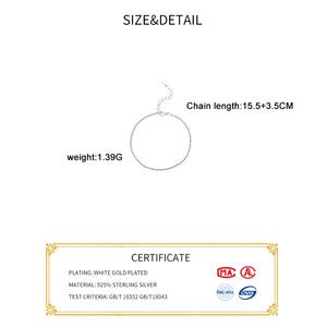 925 Sterling Silver Smooth Bead Chain Bracelet for Women