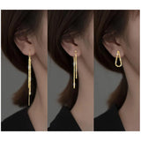 925 Silver Star Tassel Drop Earrings for Women