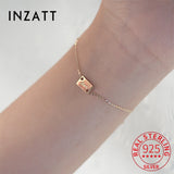 INZATT 925 Silver Square Love Gold Bracelet Women Jewelry