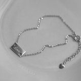 INZATT 925 Silver Square Love Gold Bracelet Women Jewelry