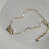 INZATT 925 Silver Square Love Gold Bracelet Women Jewelry