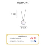 925 Sterling Silver Square Shell Pendant Necklace For Women