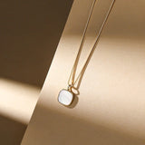 925 Sterling Silver Square Shell Pendant Necklace For Women