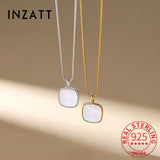 925 Sterling Silver Square Shell Pendant Necklace For Women