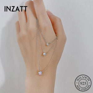 925 Silver Square Zircon Choker Necklace Minimalist Fine Jewelry Women