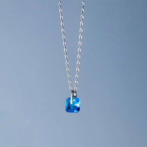 925 Silver Square Zircon Choker Necklace Women Jewelry