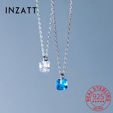 925 Silver Square Zircon Choker Necklace Women Jewelry