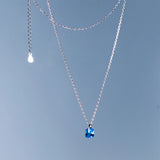 925 Silver Square Zircon Choker Necklace Women Jewelry