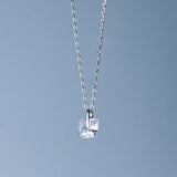 925 Silver Square Zircon Choker Necklace Women Jewelry