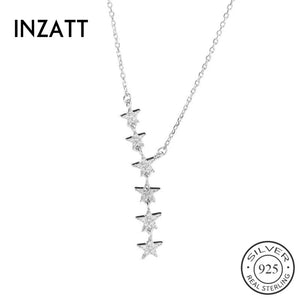 925 Silver Zircon Star Choker Pendant Necklace for Women
