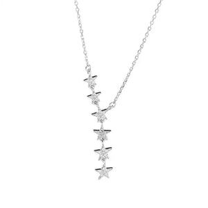 925 Silver Zircon Star Choker Pendant Necklace for Women