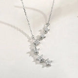 925 Silver Zircon Star Choker Pendant Necklace for Women