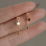 925 Silver Star Tassel Stud Earrings Women Jewelry Accessory