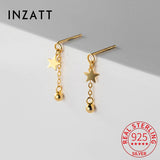 925 Silver Star Tassel Stud Earrings Women Jewelry Accessory