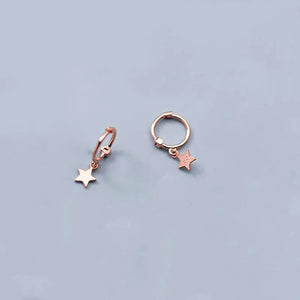 925 Silver Star Cross Heart Pendant Hoop Earrings Women Party Jewelry