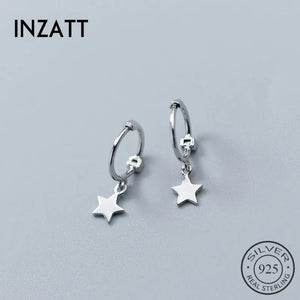 925 Silver Star Cross Heart Pendant Hoop Earrings Women Party Jewelry