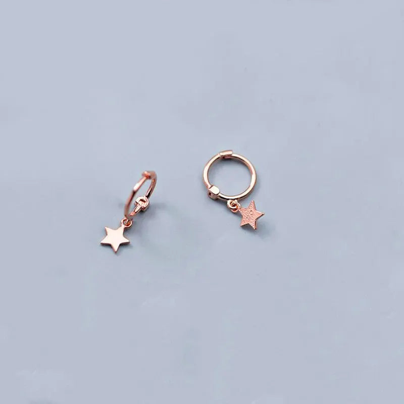 925 Silver Star Cross Heart Pendant Hoop Earrings Women Party Jewelry