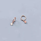 925 Silver Star Cross Heart Pendant Hoop Earrings Women Party Jewelry