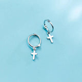 925 Silver Star Heart Pentagram Cross Hoop Earrings for Women