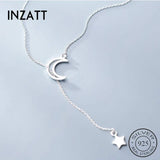 925 Silver Star Moon Choker Necklace Women Fine Jewelry
