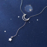 925 Silver Star Moon Choker Necklace Women Fine Jewelry