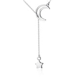 925 Silver Star Moon Choker Necklace Women Fine Jewelry