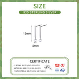 925 Silver Stick Bar Zircon Stud Earrings Classic Fine Jewelry