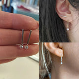 925 Silver Stick Bar Zircon Stud Earrings Classic Fine Jewelry