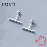 925 Silver Stick Screw Bead Thread Stud Earrings Women Party Jewelry
