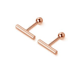 925 Silver Stick Screw Bead Thread Stud Earrings Women Party Jewelry