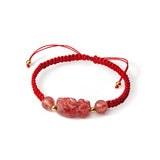 925 Sterling Silver Strawberry Crystal Brave Troops PIXIU Bead Charm Bracelet