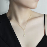 925 Silver Zircon Tassel Triangle Pendant Choker Necklace