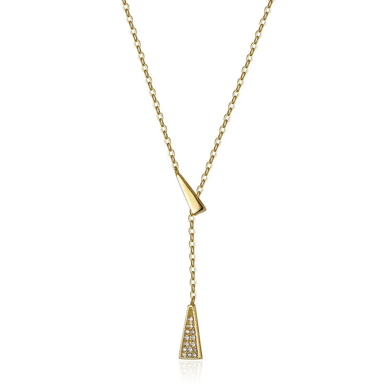 925 Silver Zircon Tassel Pendant Necklace for Women