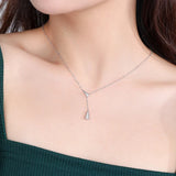 925 Silver Zircon Tassel Pendant Necklace for Women
