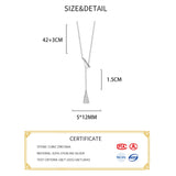 925 Silver Zircon Tassel Pendant Necklace for Women