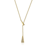 925 Silver Zircon Tassel Pendant Necklace for Women
