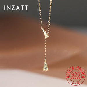 925 Silver Zircon Tassel Pendant Necklace for Women