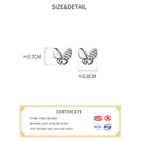 925 Sterling Silver Zircon Butterfly Stud Earrings Fine Jewelry Accessories