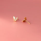 925 Sterling Silver Zircon Butterfly Stud Earrings Fine Jewelry Accessories