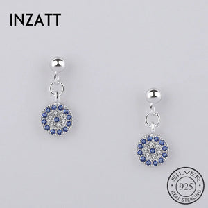 925 Silver Zircon Crystal Eyes Dangle Drop Earrings