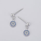 925 Silver Zircon Crystal Eyes Dangle Drop Earrings