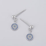 925 Silver Zircon Crystal Eyes Dangle Drop Earrings